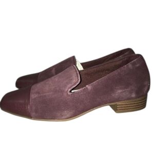 Clarks Tilmont Step Loafers Women's Size 6 M Burgundy Suede Leather Shoes EUC